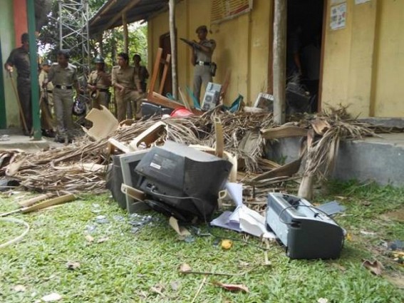 Manik's Golden Tripura : Frustrated REGA workers attempt to burn down panchayat office, staffs at Khowai,TSR deployed in the area, situation remains tense